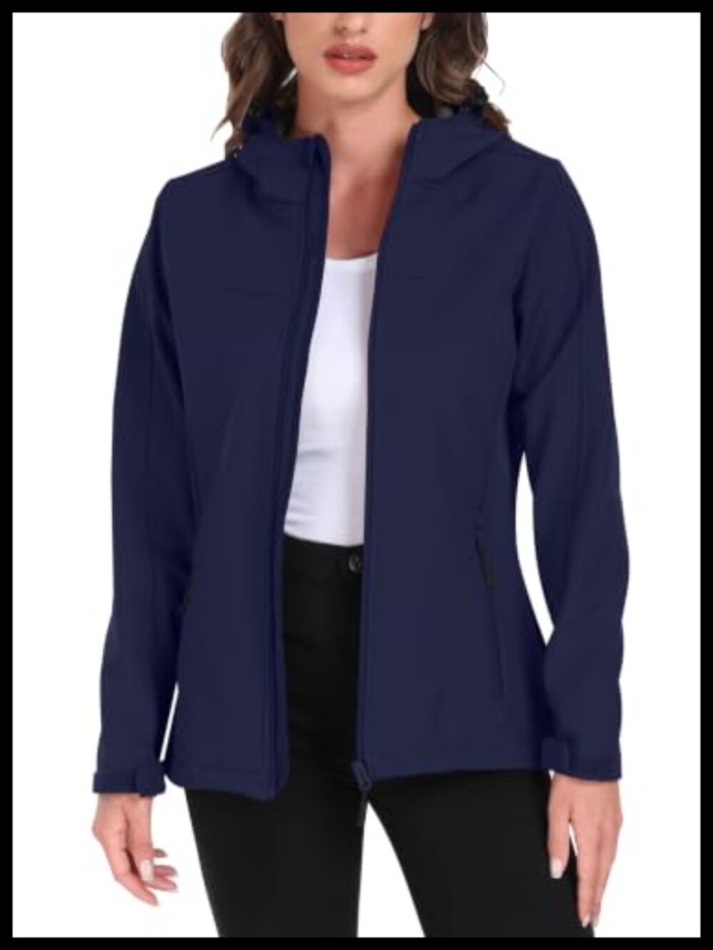 Women's Fleece Lined Softshell Jacket with Hood Lightweight 3-Layer Waterproof